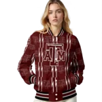 customized texas am aggies bolt stripe maroon varsity jacket best selling.webp