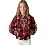 customized texas am aggies bolt stripe maroon varsity jacket best selling.webp