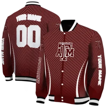 customized texas am aggies chevron arrow maroon varsity jacket fashion forward.webp