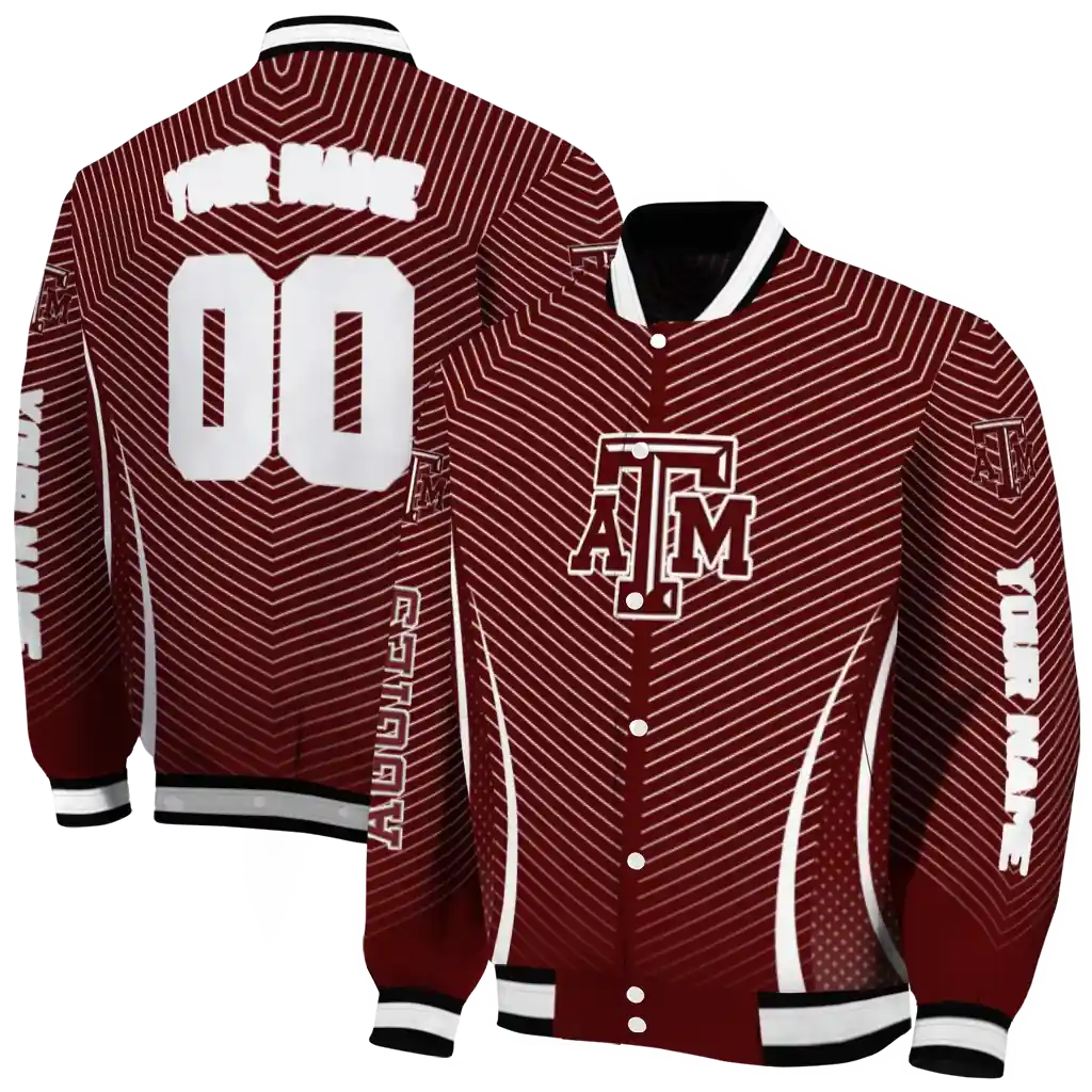 customized texas am aggies chevron arrow maroon varsity jacket fashion forward.webp customized texas am aggies chevron arrow maroon varsity jacket fashion forward.webp