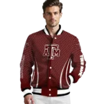 customized texas am aggies chevron arrow maroon varsity jacket best selling.webp