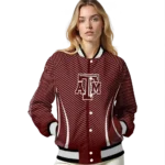 customized texas am aggies chevron arrow maroon varsity jacket best selling.webp