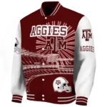customized texas am aggies ferris arena maroon white varsity jacket best selling.webp
