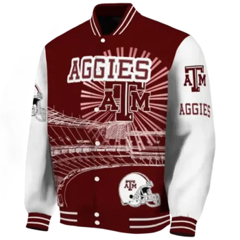 customized texas am aggies ferris arena maroon white varsity jacket best selling.webp