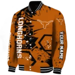 customized texas longhorns hexagon cluster orange black varsity jacket best selling.webp
