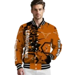 customized texas longhorns hexagon cluster orange black varsity jacket best selling.webp