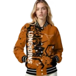 customized texas longhorns hexagon cluster orange black varsity jacket best selling.webp