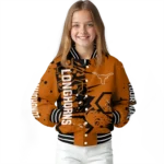 customized texas longhorns hexagon cluster orange black varsity jacket best selling.webp