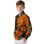 customized texas longhorns hexagon cluster orange black varsity jacket best selling.webp