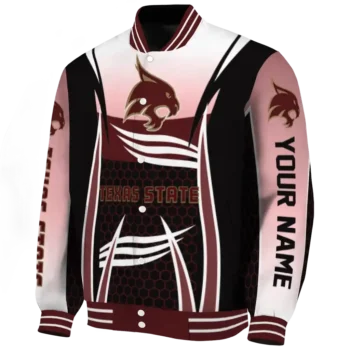 customized texas state bobcats mesh effect maroon black varsity jacket best selling.webp