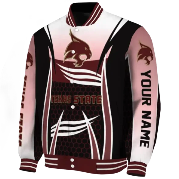 customized texas state bobcats mesh effect maroon black varsity jacket best selling.webp