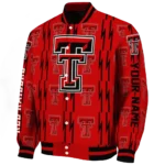 customized texas tech red raiders bolt stripe red varsity jacket best selling.webp