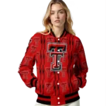customized texas tech red raiders bolt stripe red varsity jacket best selling.webp