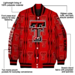customized texas tech red raiders bolt stripe red varsity jacket best selling.webp