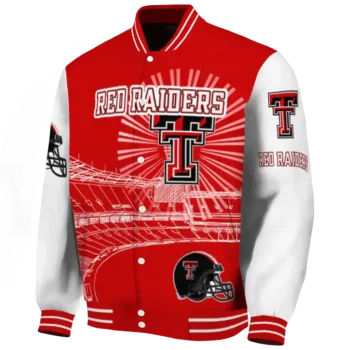 customized texas tech red raiders ferris arena red white varsity jacket best selling.webp