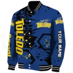 customized toledo rockets hexagon cluster blue black varsity jacket best selling.webp