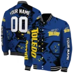 customized toledo rockets hexagon cluster blue black varsity jacket best selling.webp