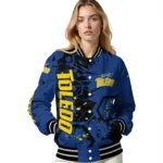 customized toledo rockets hexagon cluster blue black varsity jacket best selling.webp