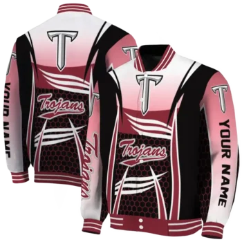 customized troy trojans mesh effect red black varsity jacket fashion forward.webp