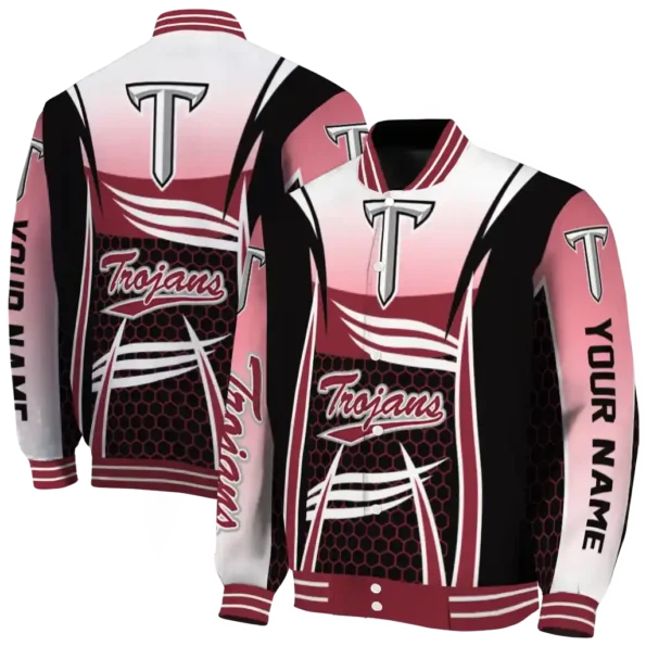 customized troy trojans mesh effect red black varsity jacket fashion forward.webp