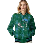 customized tulane green wave bolt stripe green varsity jacket best selling.webp
