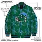 customized tulane green wave bolt stripe green varsity jacket best selling.webp