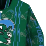 customized tulane green wave bolt stripe green varsity jacket best selling.webp