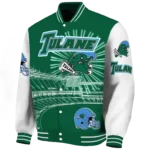 customized tulane green wave ferris arena green white varsity jacket best selling.webp