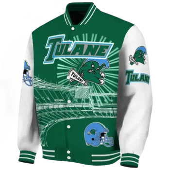 customized tulane green wave ferris arena green white varsity jacket best selling.webp