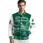 customized tulane green wave ferris arena green white varsity jacket best selling.webp