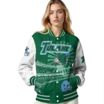 customized tulane green wave ferris arena green white varsity jacket best selling.webp