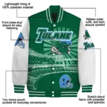 customized tulane green wave ferris arena green white varsity jacket best selling.webp
