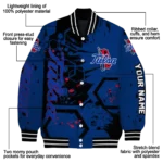 customized tulsa golden hurricane hexagon cluster blue black varsity jacket best selling.webp