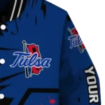 customized tulsa golden hurricane hexagon cluster blue black varsity jacket best selling.webp