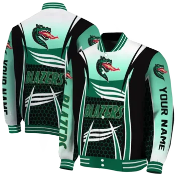 customized uab blazers mesh effect green black varsity jacket fashion forward.webp