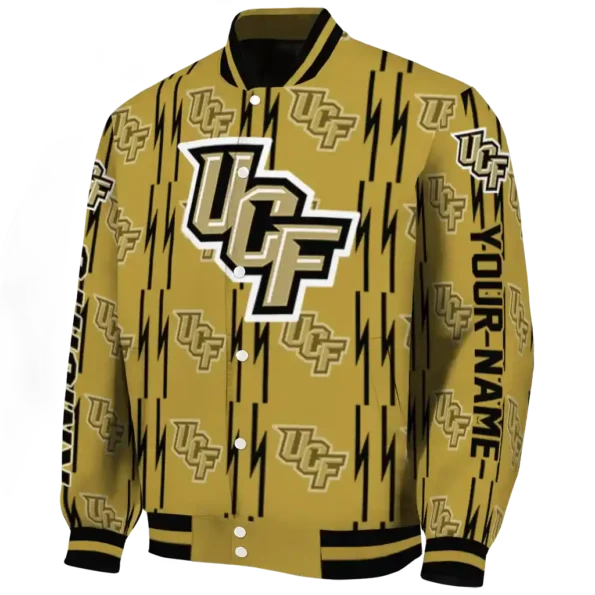 customized ucf knights bolt stripe gold varsity jacket best selling.webp