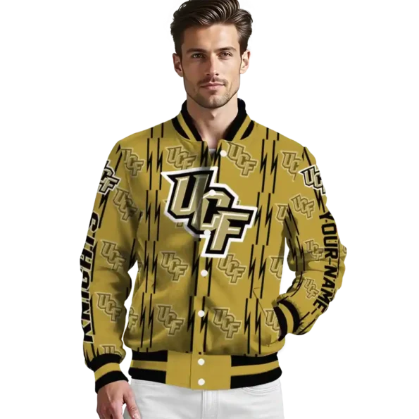 customized ucf knights bolt stripe gold varsity jacket high quality.webp