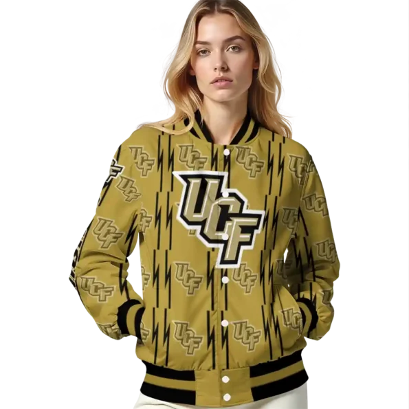 customized ucf knights bolt stripe gold varsity jacket latest model.webp