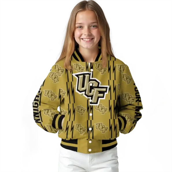 customized ucf knights bolt stripe gold varsity jacket top rated.webp