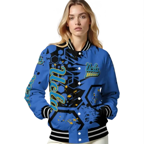 customized ucla bruins hexagon cluster blue black varsity jacket latest model.webp