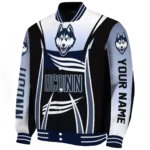 customized uconn huskies mesh effect blue black varsity jacket best selling.webp