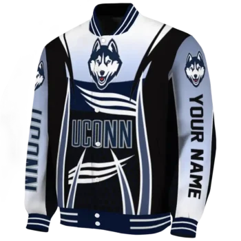 customized uconn huskies mesh effect blue black varsity jacket best selling.webp