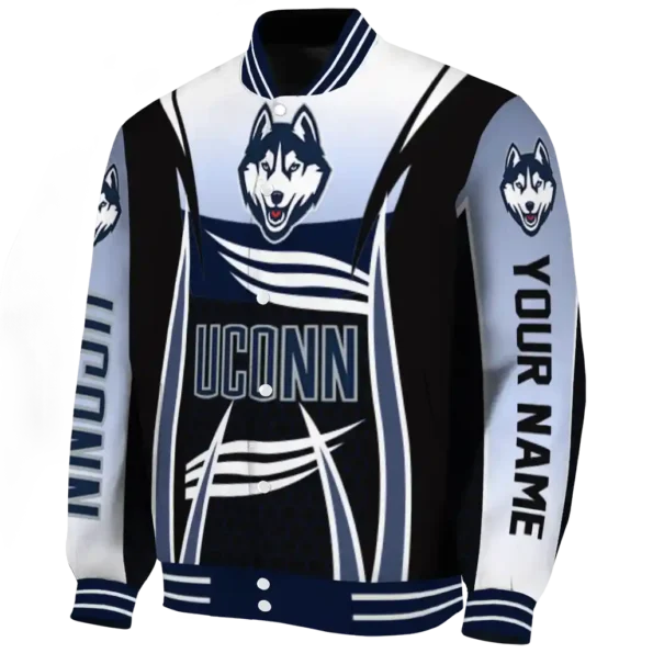 customized uconn huskies mesh effect blue black varsity jacket best selling.webp