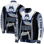 customized uconn huskies mesh effect blue black varsity jacket best selling.webp