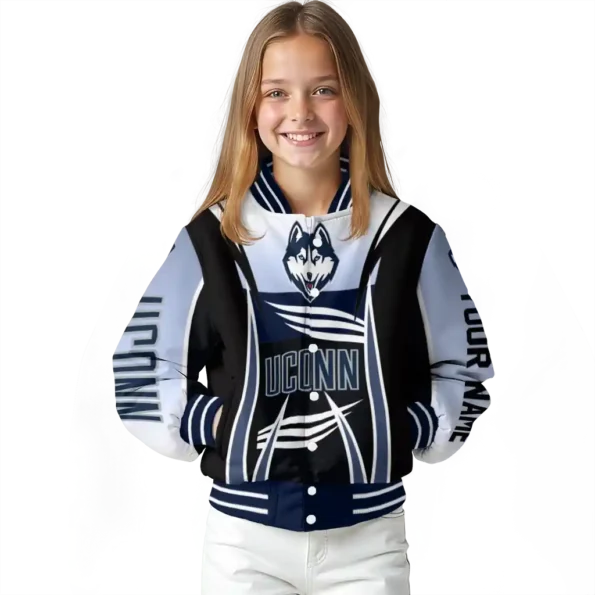 customized uconn huskies mesh effect blue black varsity jacket top rated.webp