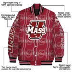 customized umass minutemen bolt stripe red varsity jacket best selling.webp