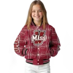 customized umass minutemen bolt stripe red varsity jacket best selling.webp