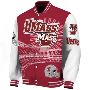 customized umass minutemen ferris arena red white varsity jacket best selling.webp