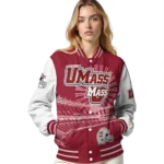 customized umass minutemen ferris arena red white varsity jacket best selling.webp