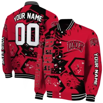 customized unlv rebels hexagon cluster red black varsity jacket fashion forward.webp
